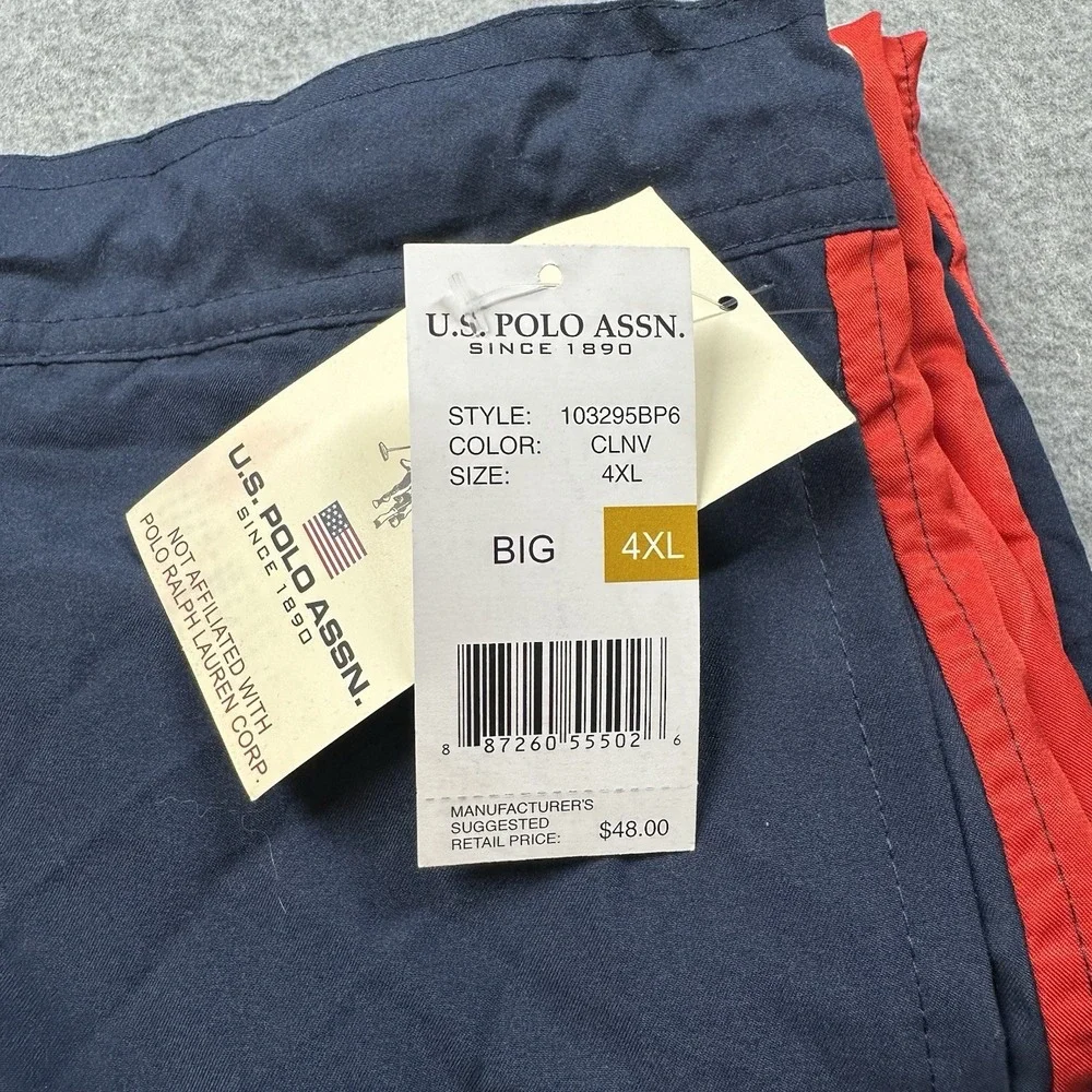 US Polo Assn Logo Tape Swim Trunks‎ 4XL Navy Red Big NWT Shorts NOTE